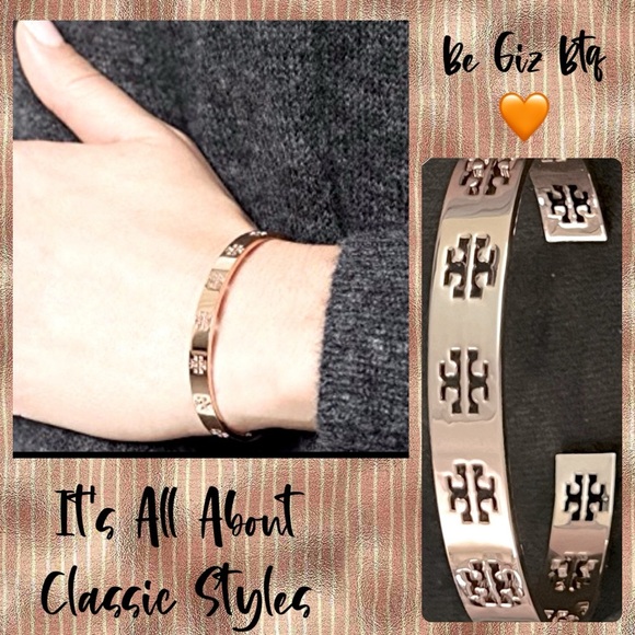 NWOT Tory Burch Authentic Rose Gold Pierced Cuff Bracelet - Picture 1 of 11